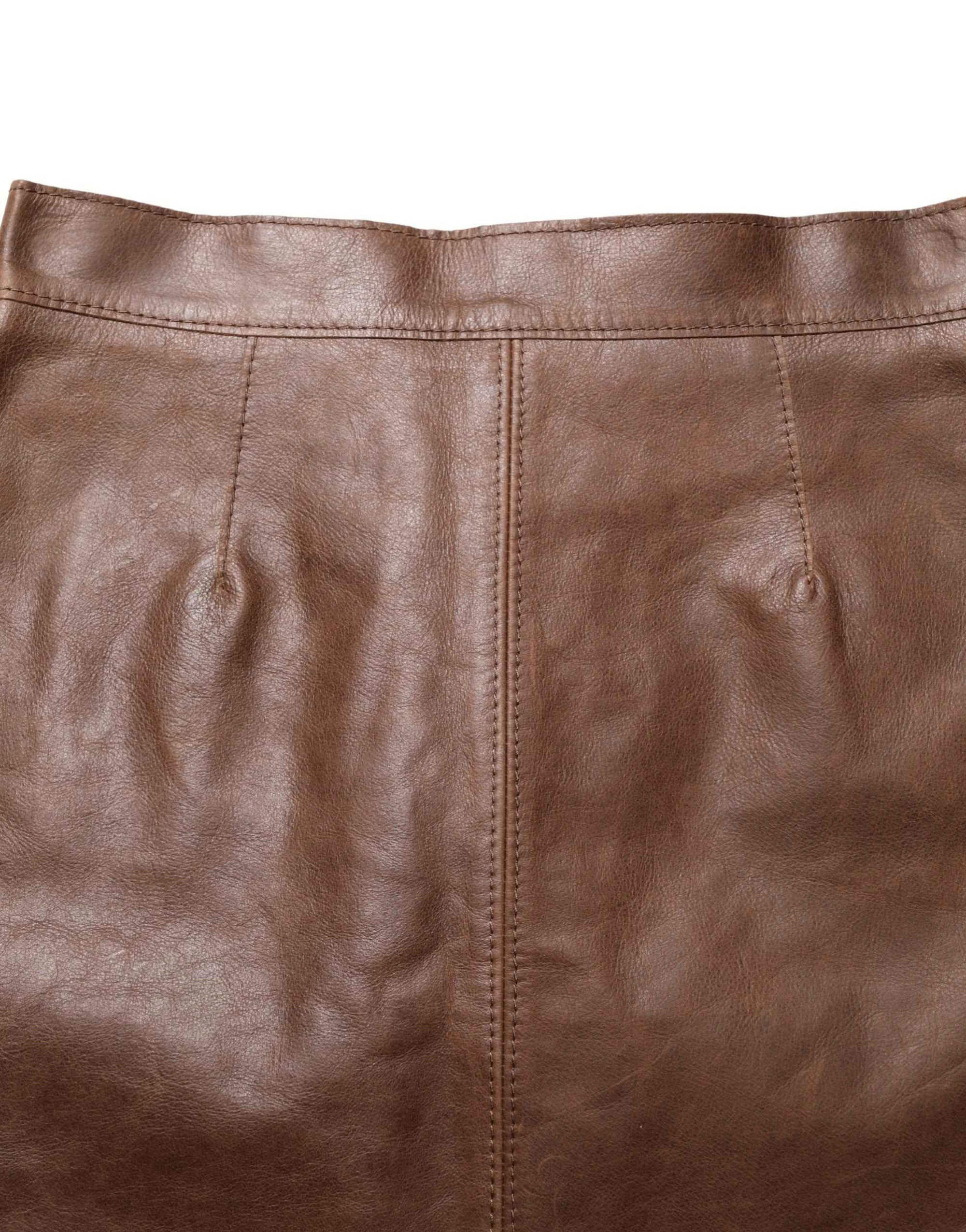 Dolce & Gabbana Brown Leather High Waist Bodycon Mini Skirt
