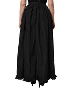 MSGM Black High Waist Pleated A-line Long Maxi Women Skirt