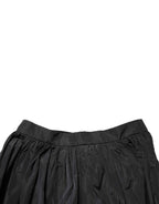 MSGM Black High Waist Pleated A-line Long Maxi Women Skirt