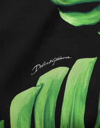 Dolce & Gabbana Black Philodendron Print Silk Blouse Top
