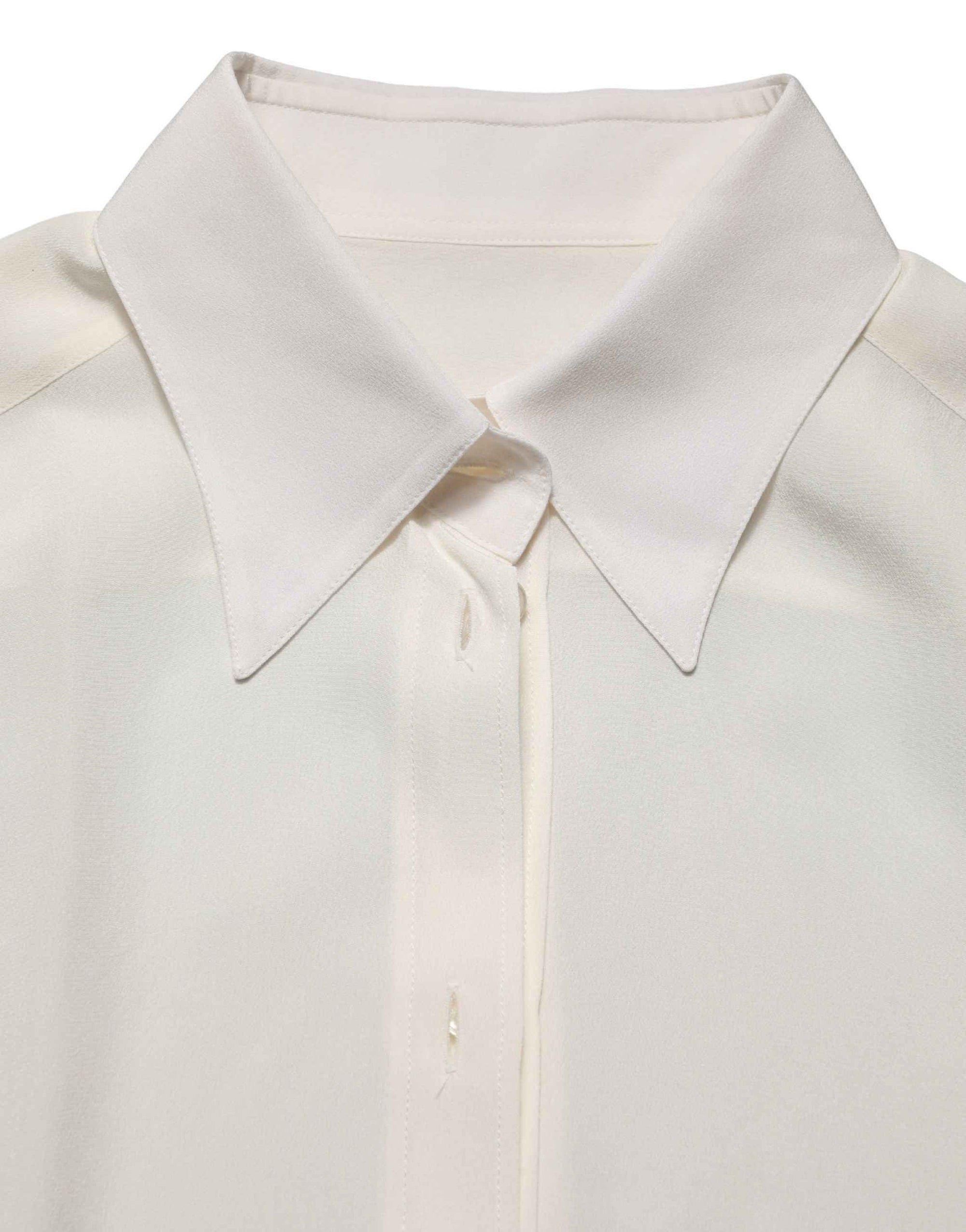 Dolce & Gabbana Off White Collared Long Sleeves Blouse Top