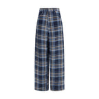 MARBELL Blue Linen Casual Pants