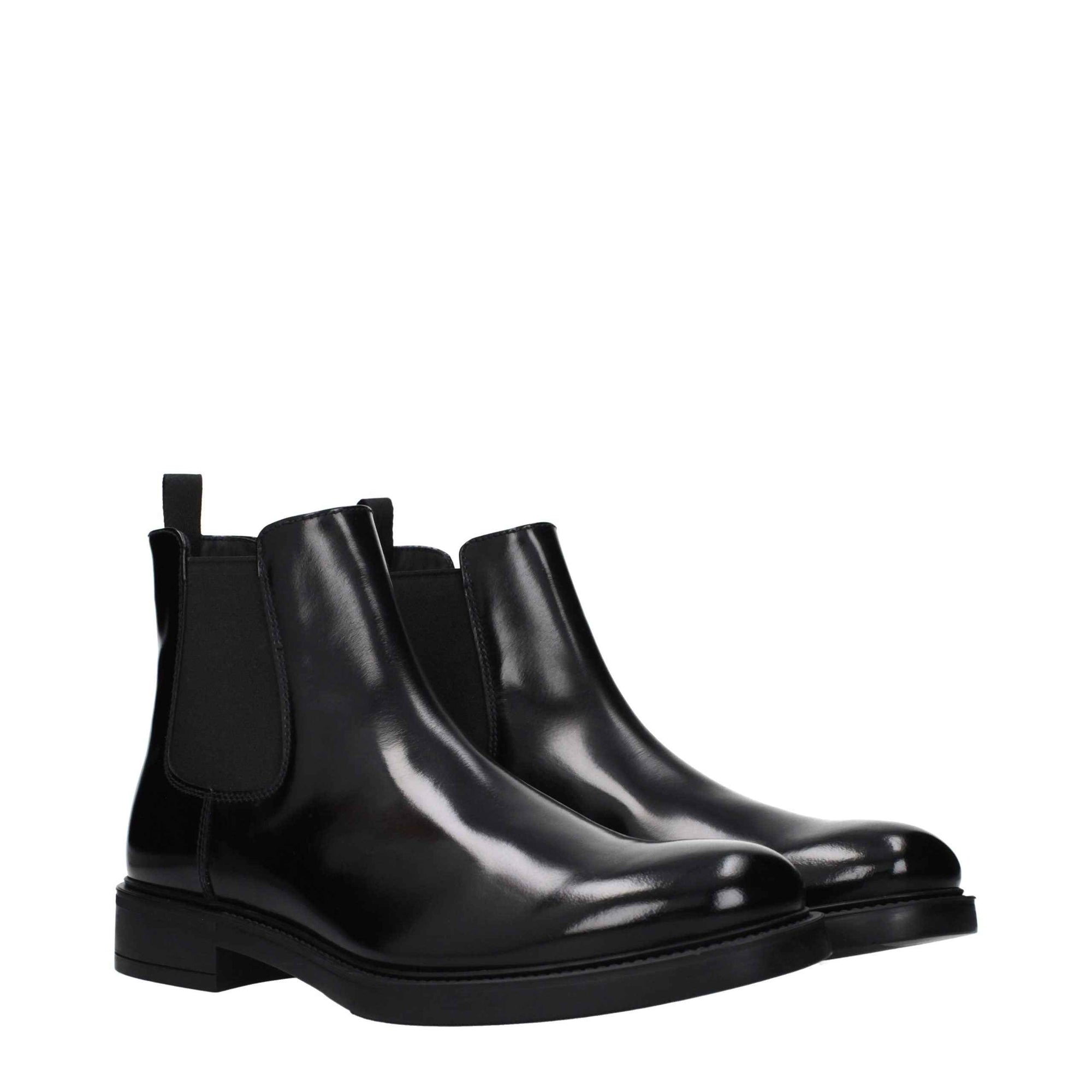 Prada Black Leather Ankle Boots