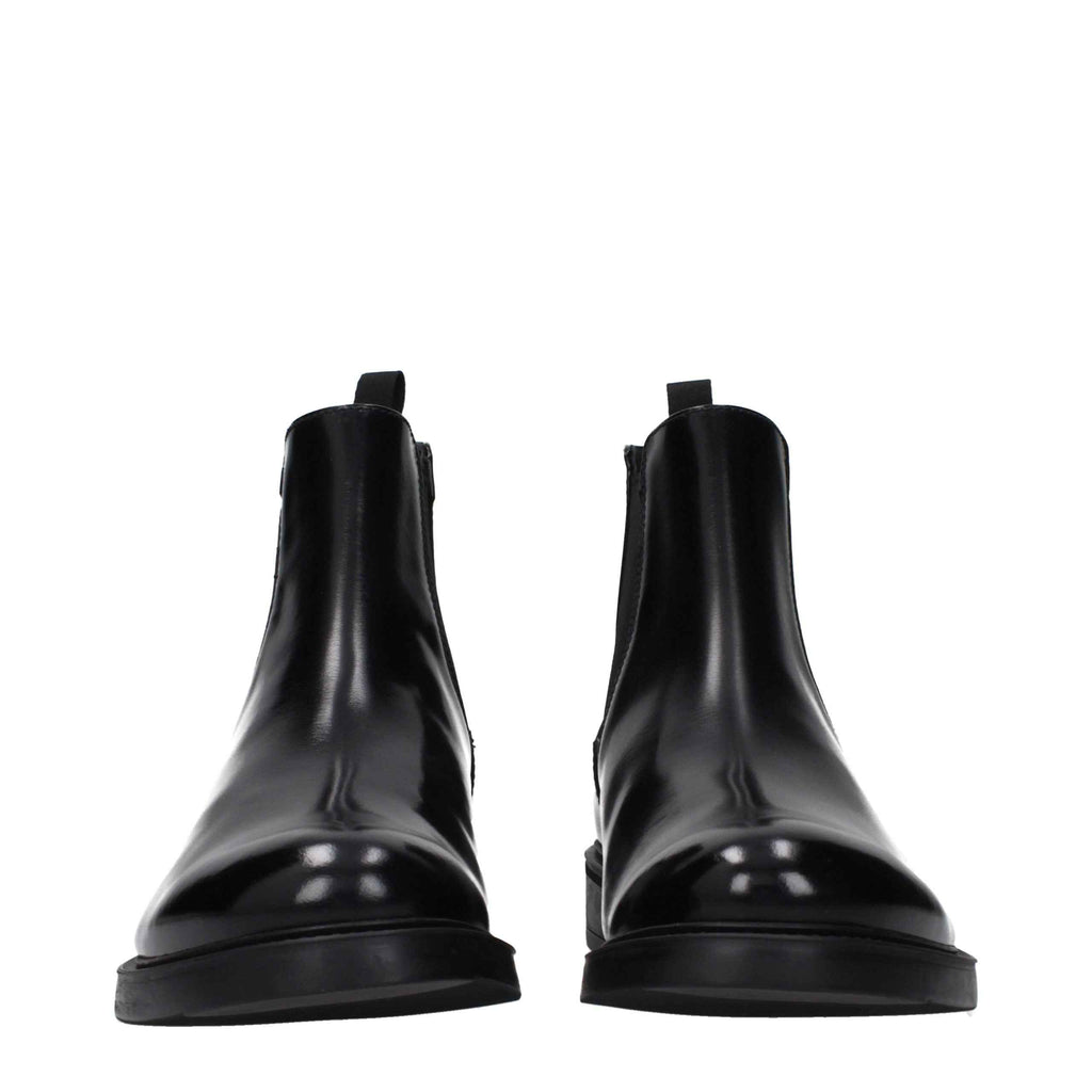 Prada Black Leather Ankle Boots