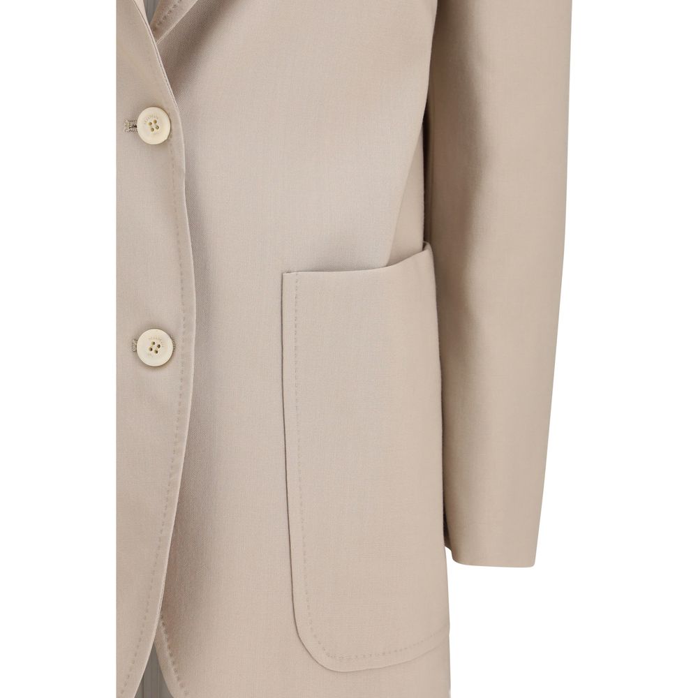 Max Mara Beige Fleece Wool Blazer