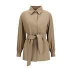 Max Mara Brown Wool Oves Aries Sleveless Jacket