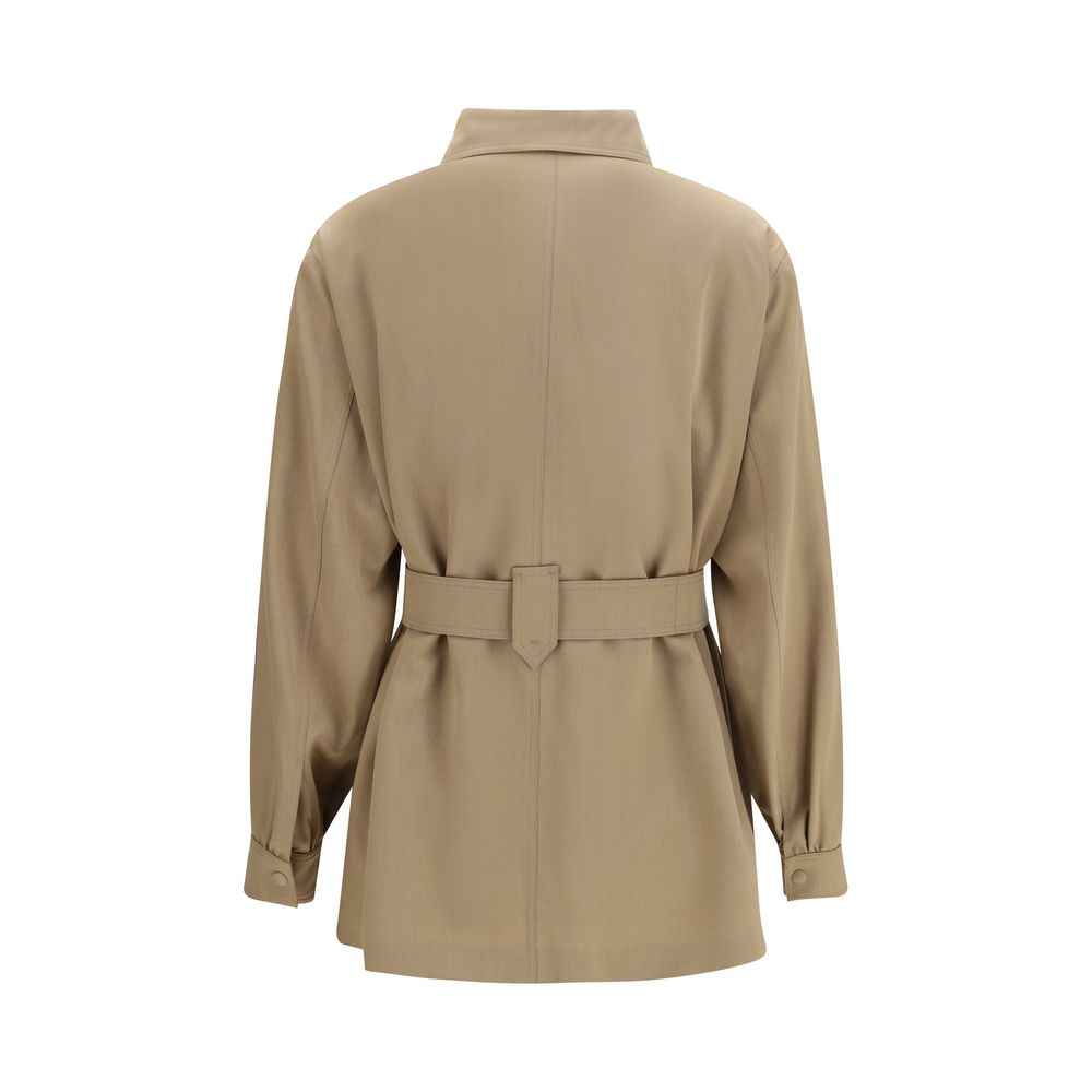 Max Mara Brown Wool Oves Aries Sleveless Jacket
