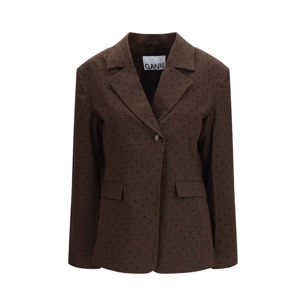 Ganni Brown Recycled Polyester Blazer