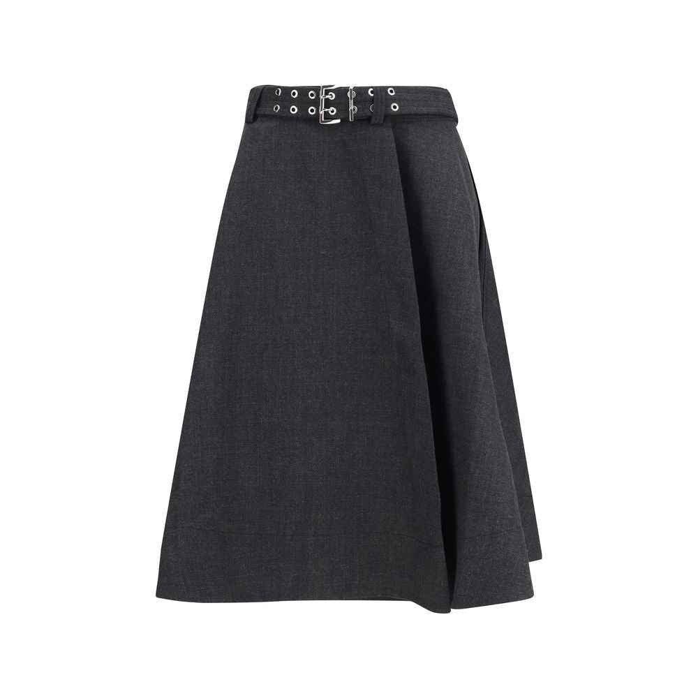 Ganni Gray Recycled Polyester Long Skirt