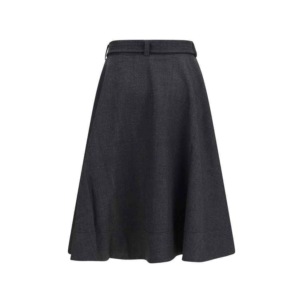 Ganni Gray Recycled Polyester Long Skirt