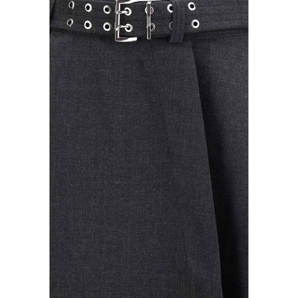 Ganni Gray Recycled Polyester Long Skirt
