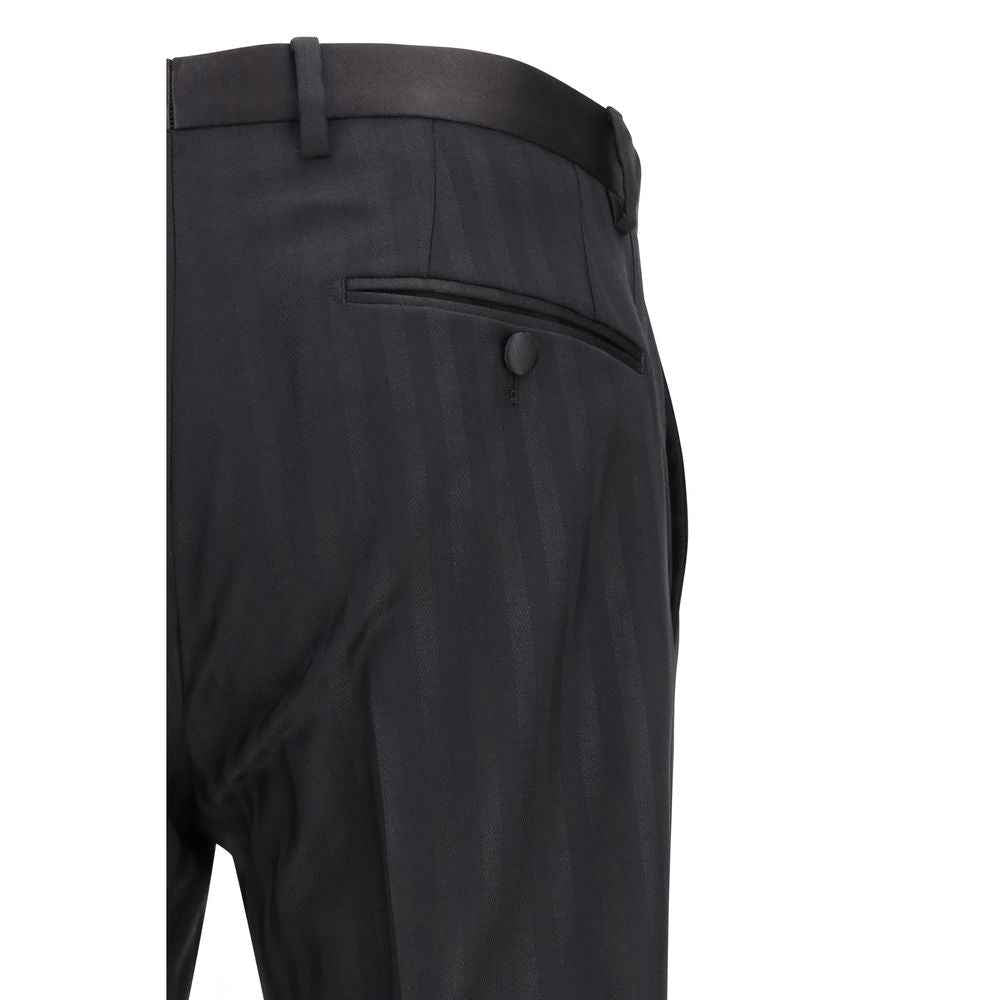 Dolce & Gabbana Black Wool Oves Aries Casual Pants