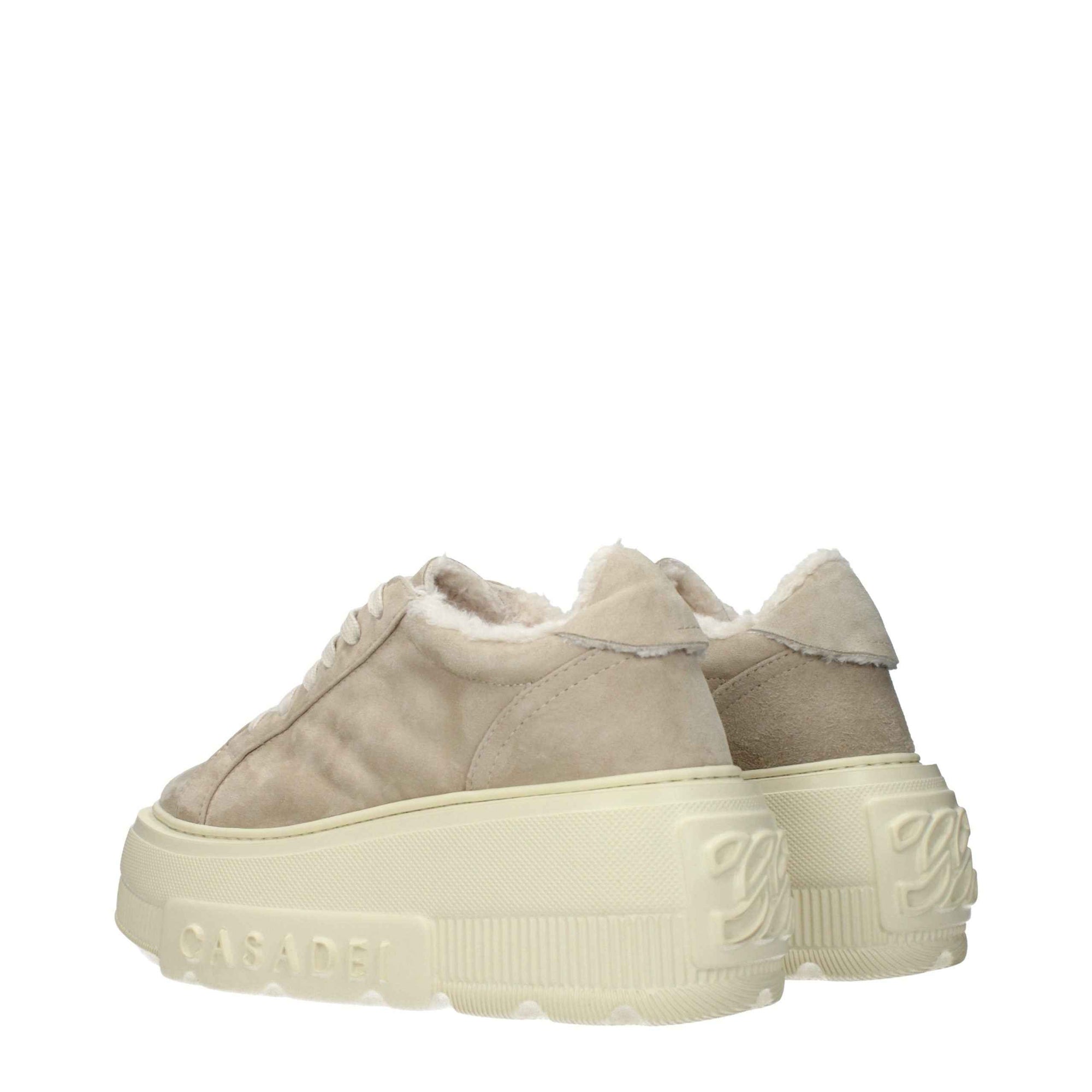 Casadei Beige Leather Chunky Sneakers