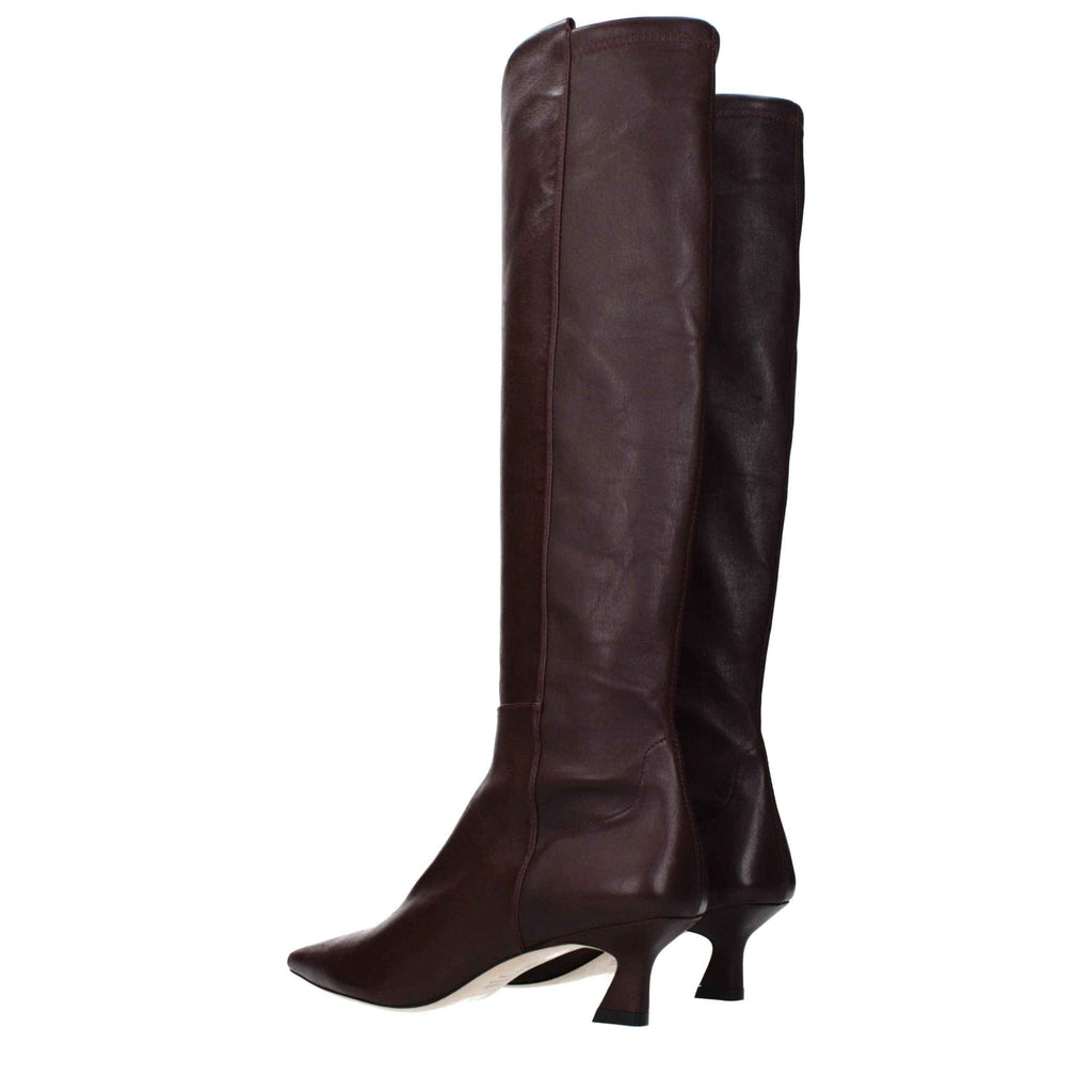 Stuart Weitzman Red Leather High Heel Boots
