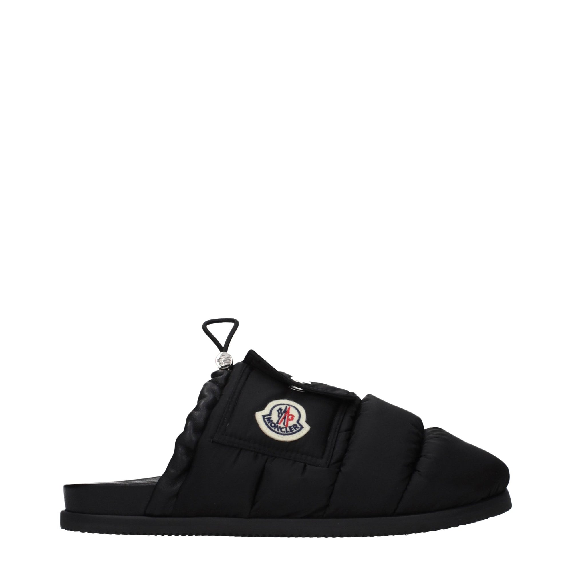 Moncler Black Fabric Slippers