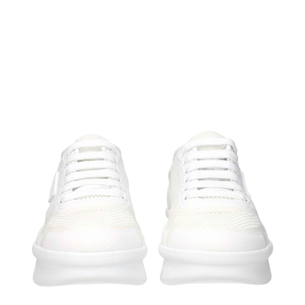 Prada White Fabric Athletic Sneakers