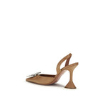 Amina Muaddi Brown Calf Leather Bos Taurus High Heel Pumps