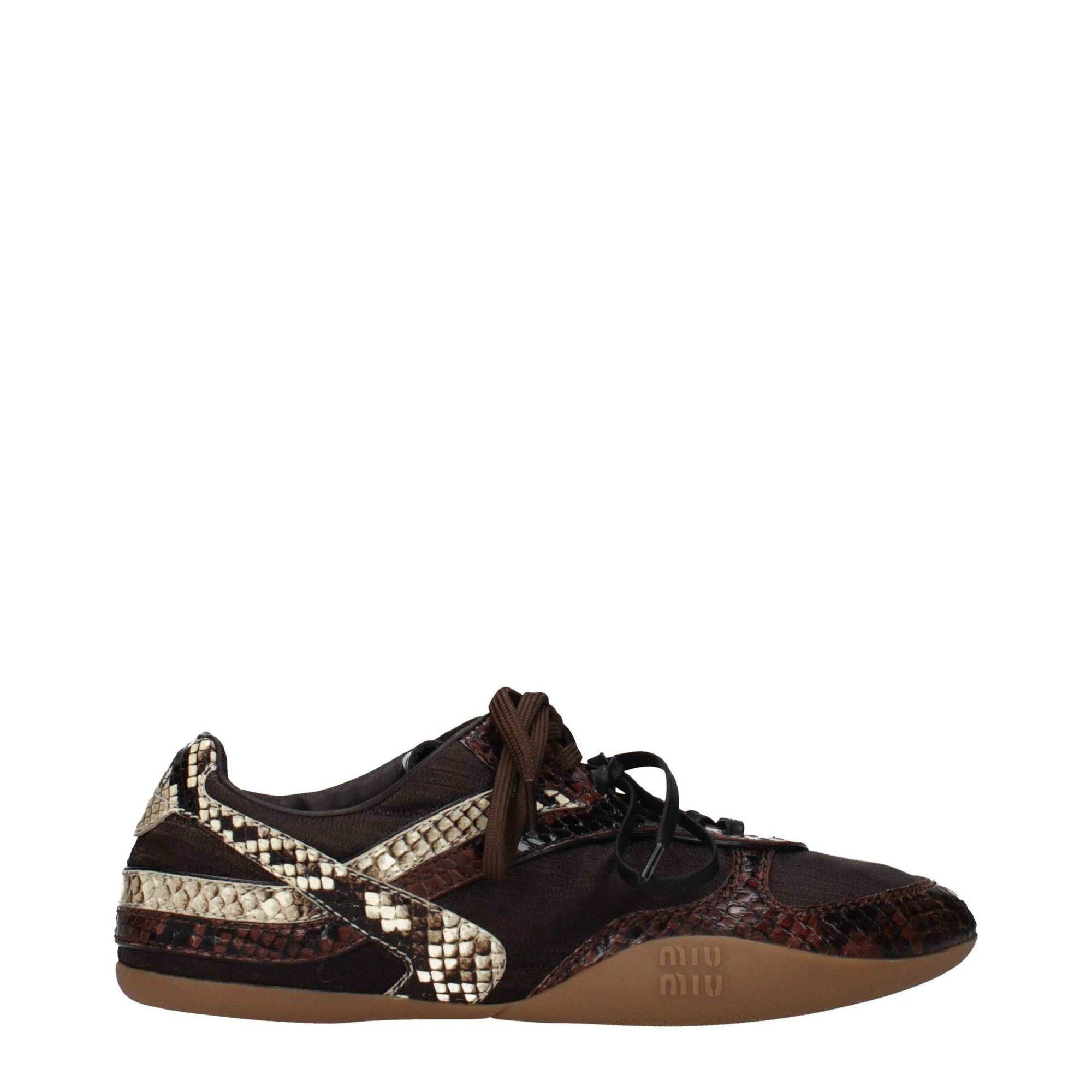 Miu Miu Brown Fabric Low Top Sneakers