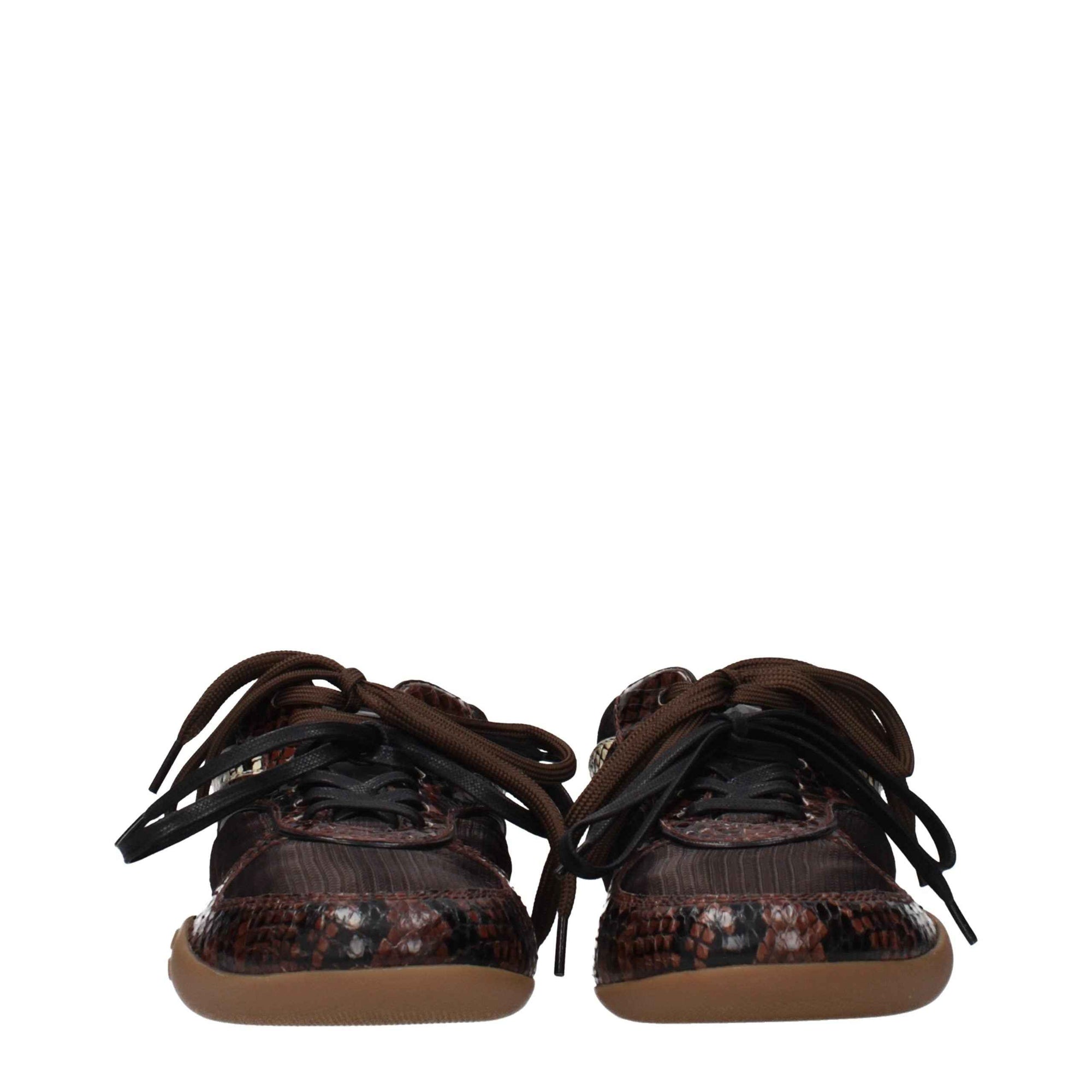 Miu Miu Brown Fabric Low Top Sneakers