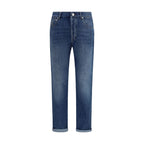 Brunello Cucinelli Blue Cotton Straight-Leg Jeans
