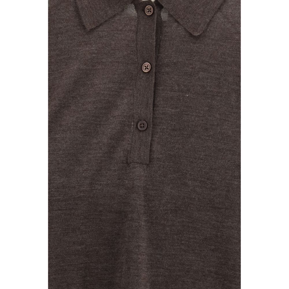 Loulou De Saison Brown Cashmere Polo Shirt