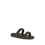 Brunello Cucinelli Brown Calf Leather Bos Taurus Flat Sandals