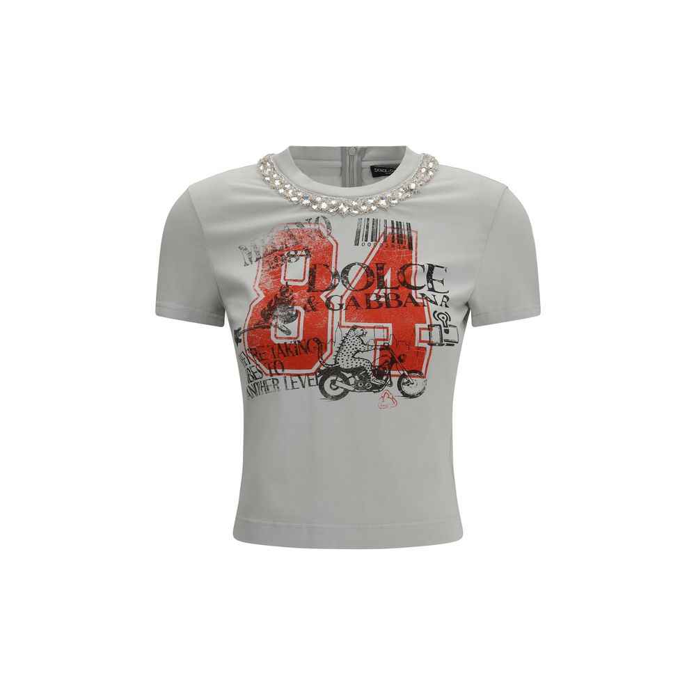 Dolce & Gabbana Gray Cotton T-Shirt