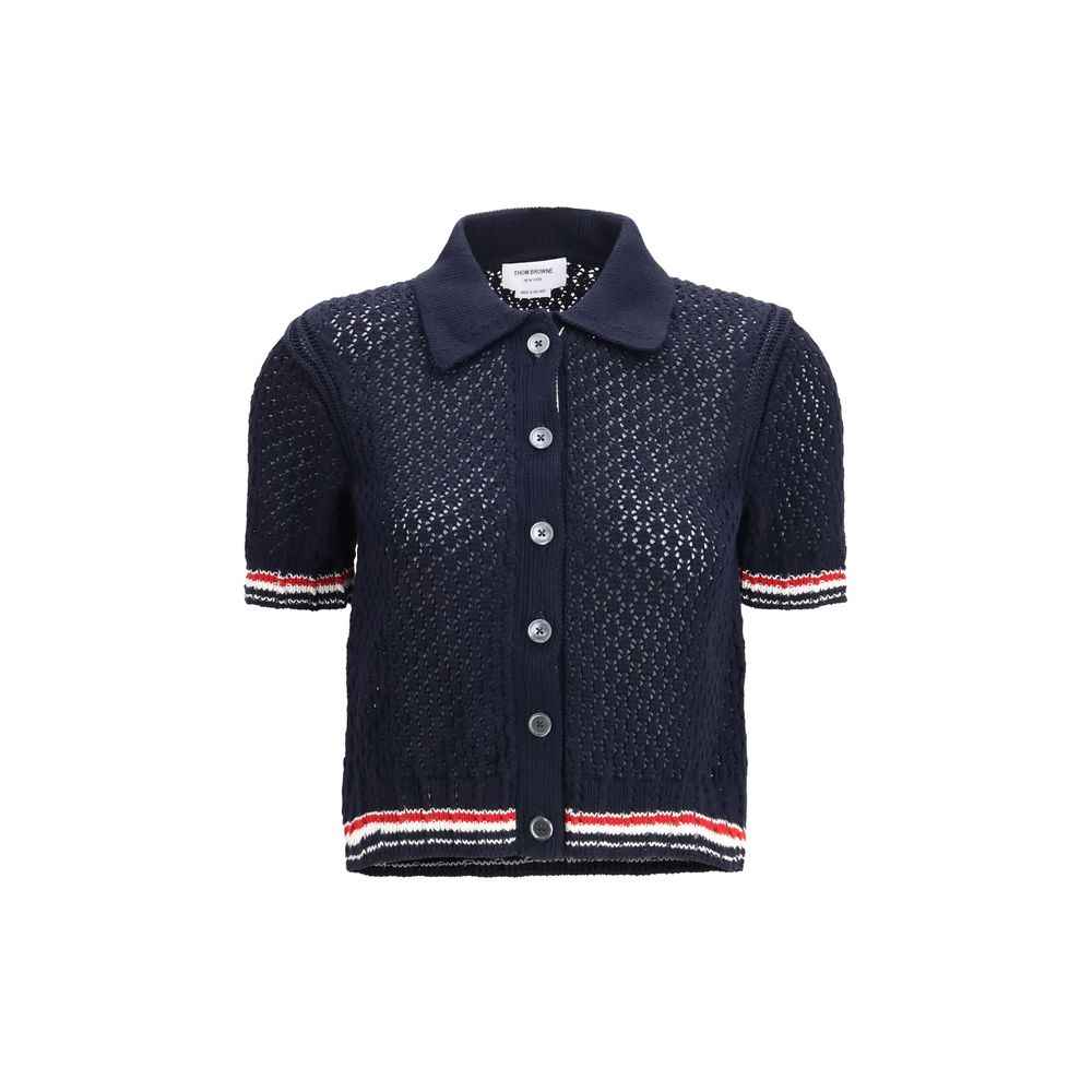 Thom Browne Blue Cotton Cardigan
