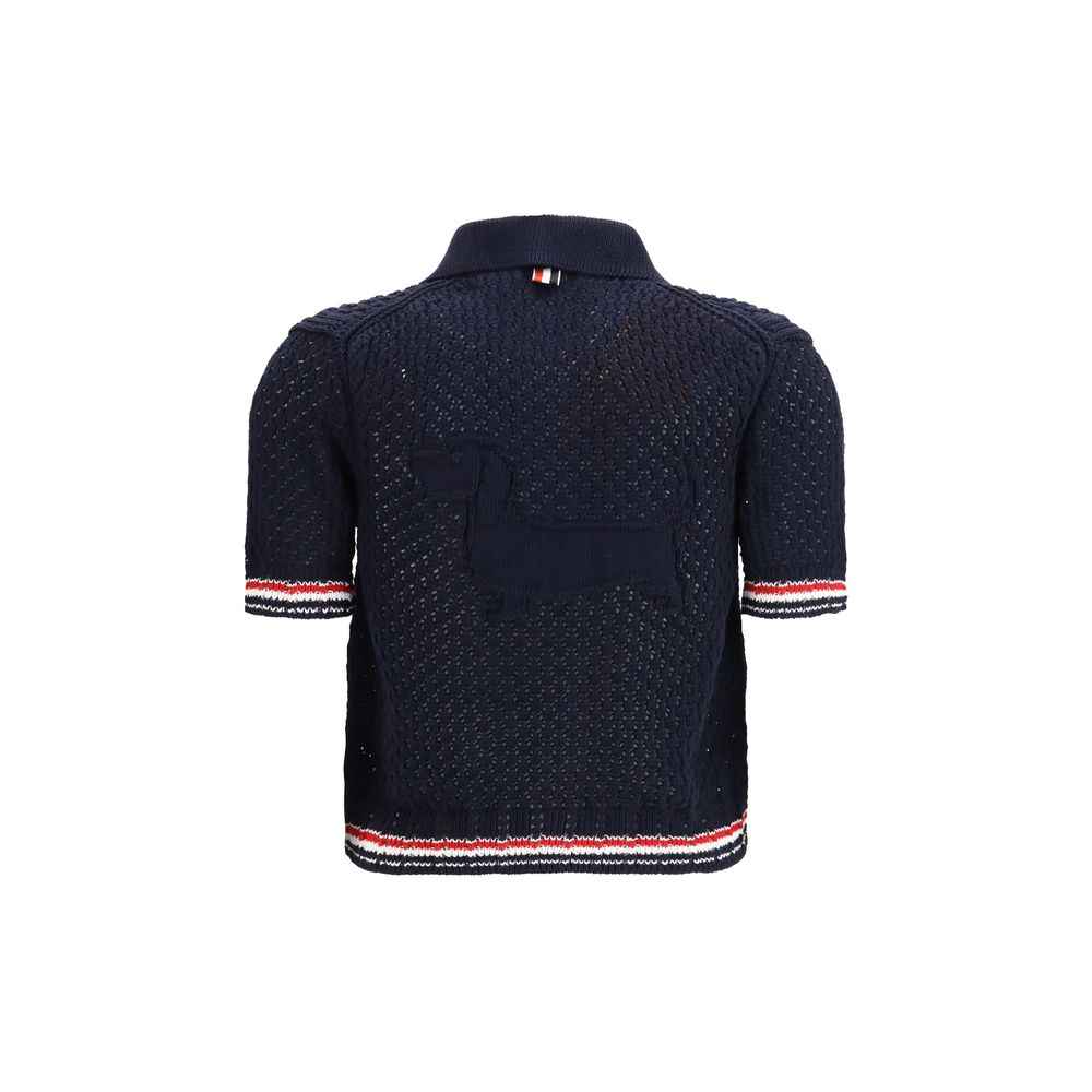 Thom Browne Blue Cotton Cardigan
