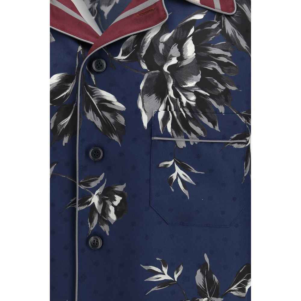 Dolce & Gabbana Blue Silk Pattern Shirt