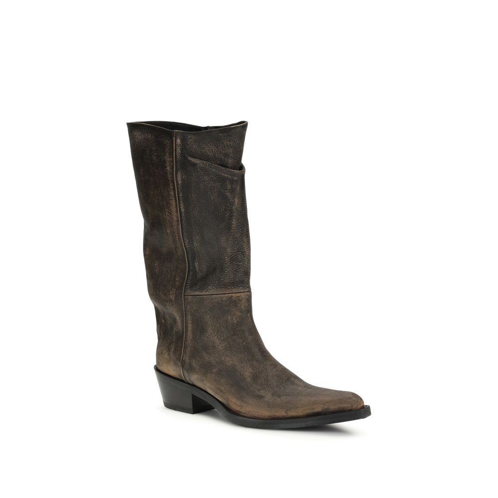 Khaite Brown Calf Leather Bos Taurus Boots