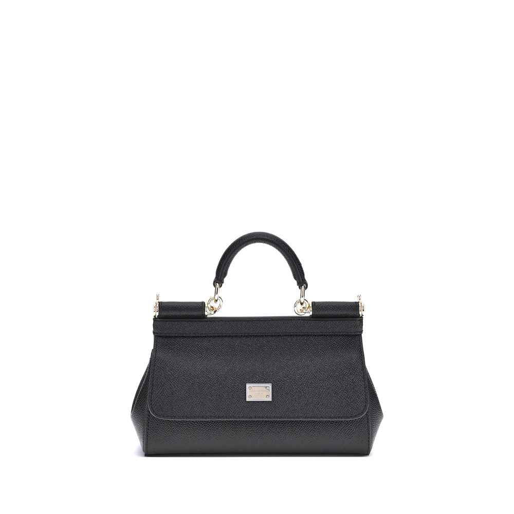 Dolce & Gabbana Black Calf Leather Bos Taurus Handbag