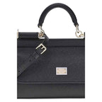 Dolce & Gabbana Black Calf Leather Bos Taurus Handbag