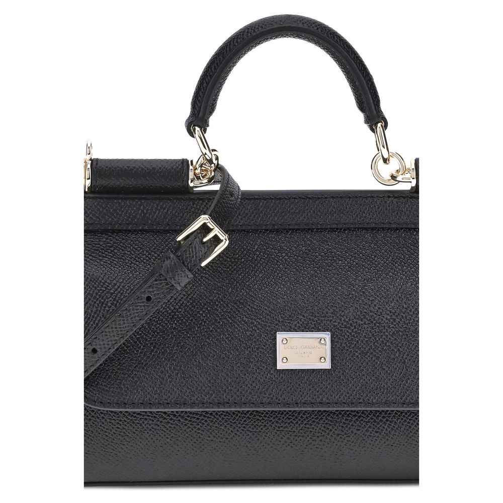 Dolce & Gabbana Black Calf Leather Bos Taurus Handbag