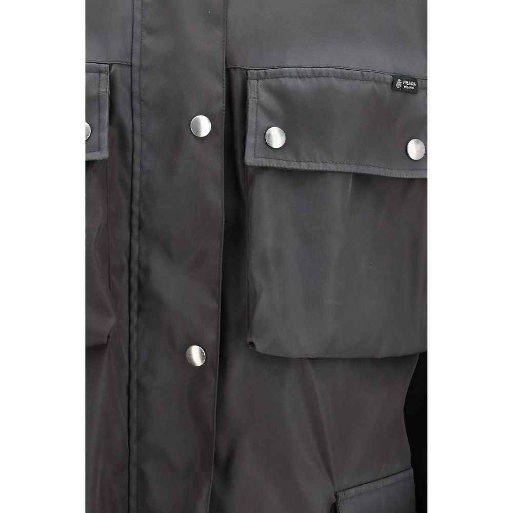 Prada Gray Recycled Polyamide Shell Jacket