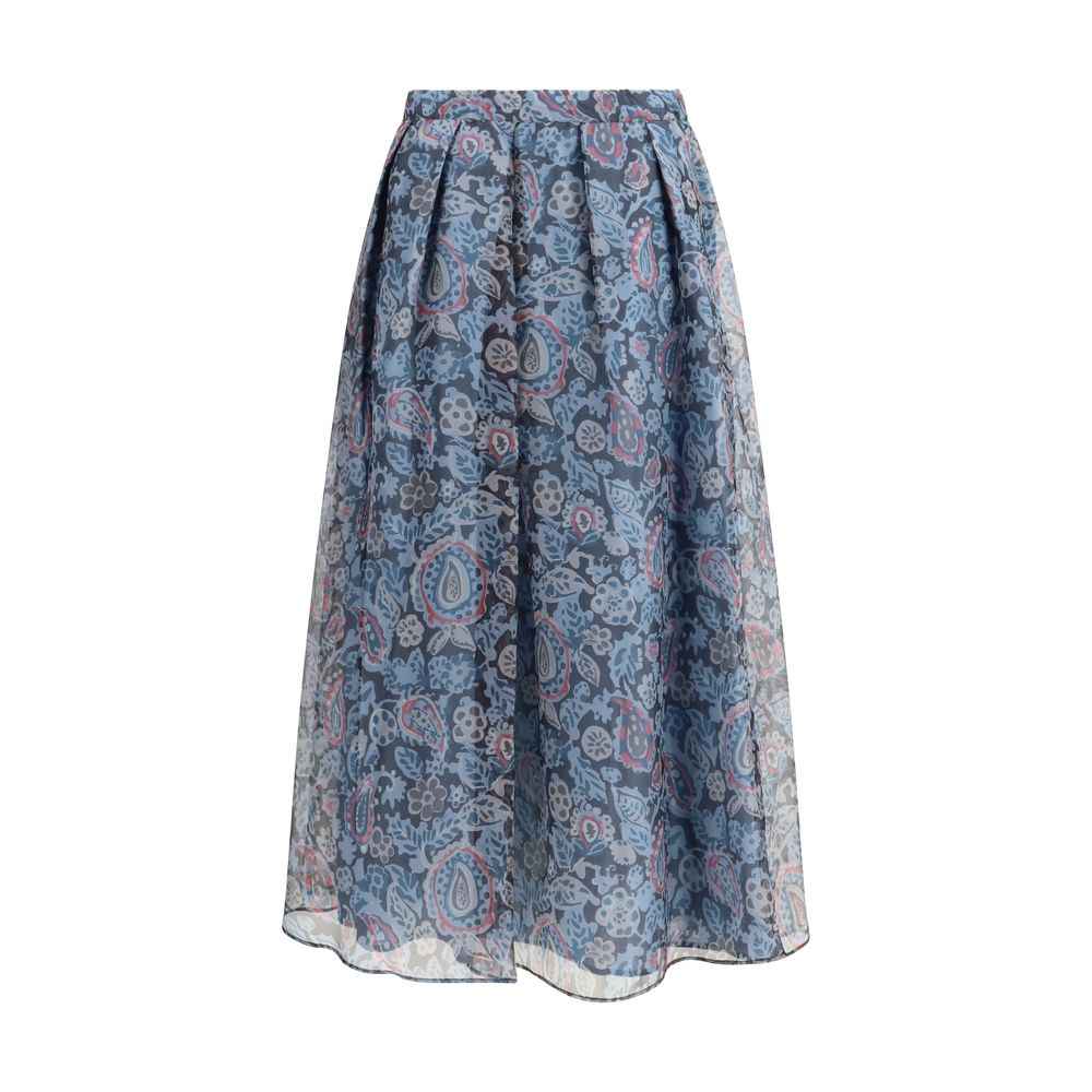 Max Mara Multicolor Silk Long Skirt
