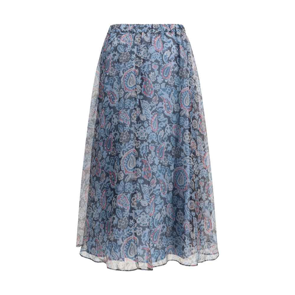 Max Mara Multicolor Silk Long Skirt