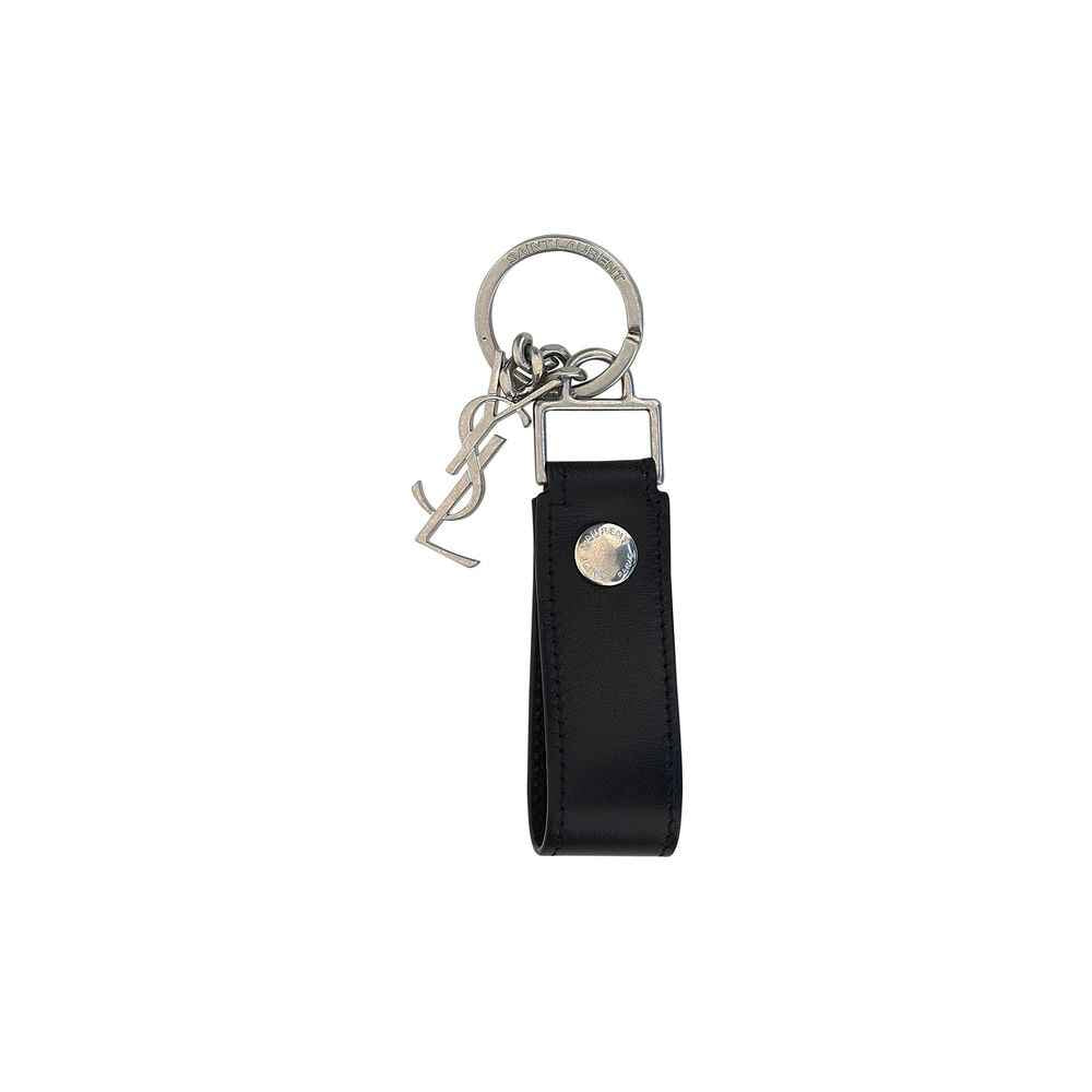 Saint Laurent Black Calf Leather Bos Taurus Keychain