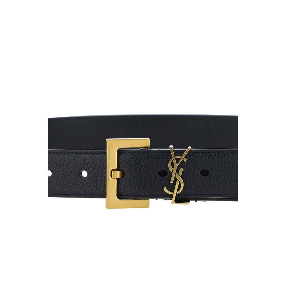 Saint Laurent Black Calf Leather Bos Taurus Regular Belt