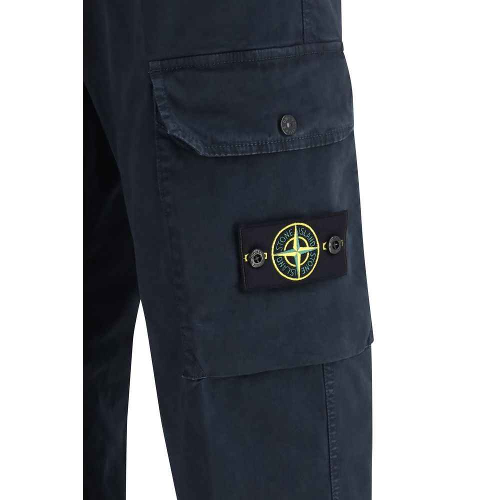 Stone Island Blue Cotton Cargo Pants
