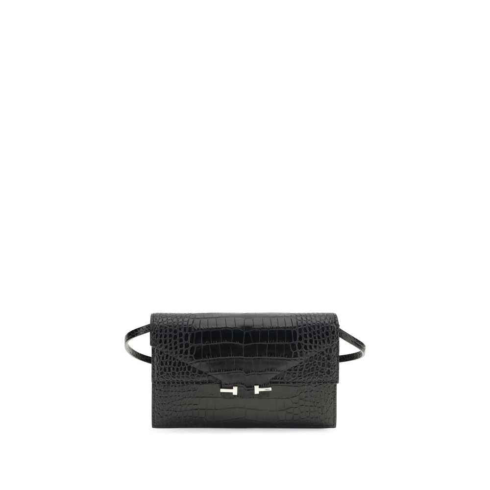 Tom Ford Black Calf Leather Bos Taurus Shoulder Bag