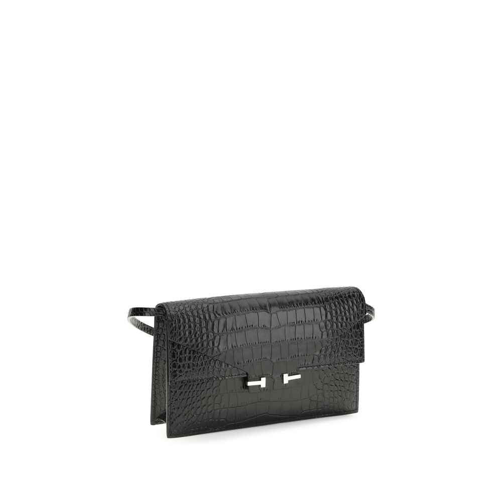 Tom Ford Black Calf Leather Bos Taurus Shoulder Bag