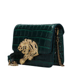 Roberto Cavalli Green Leather Clutch Bag