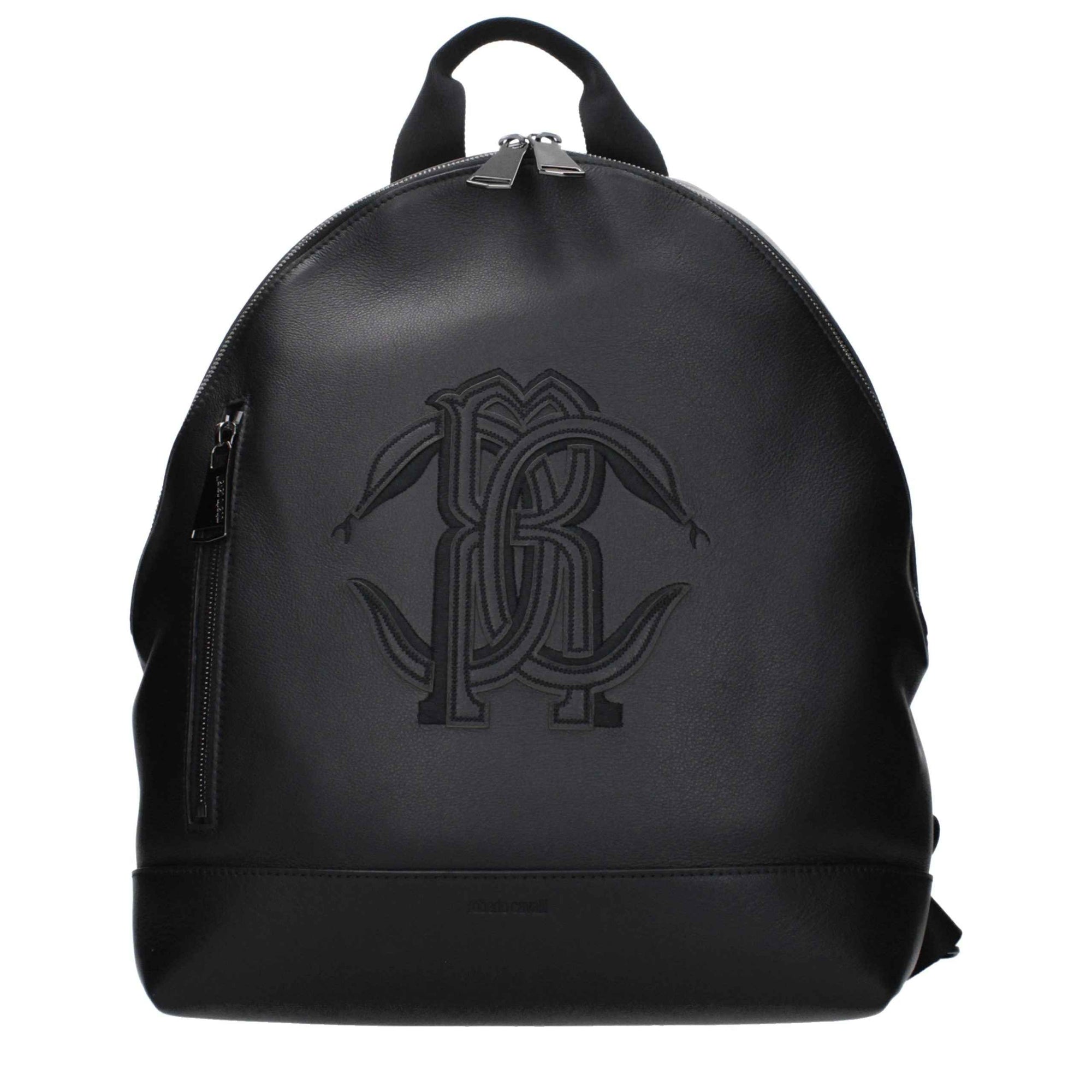 Roberto Cavalli Black Leather Backpack