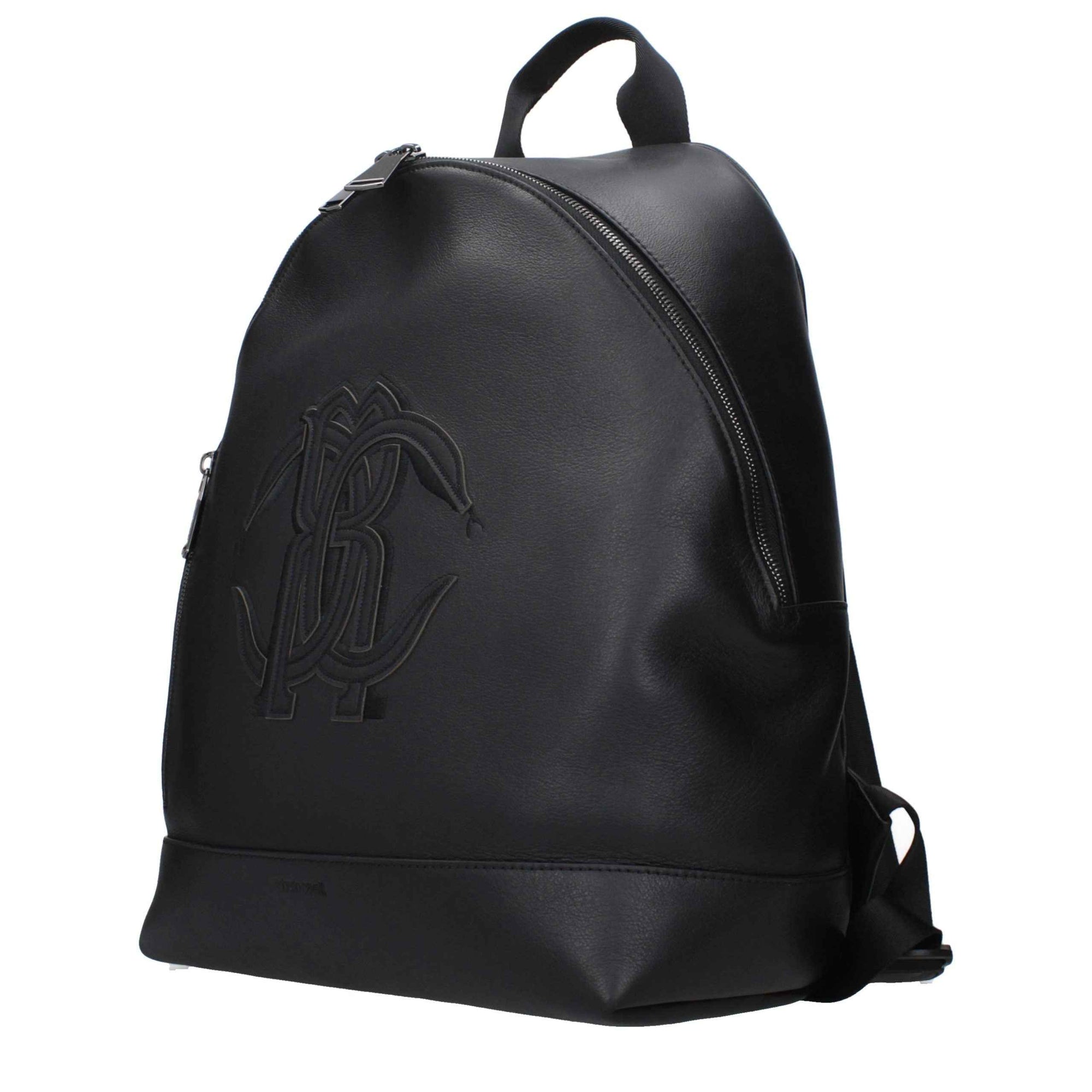 Roberto Cavalli Black Leather Backpack