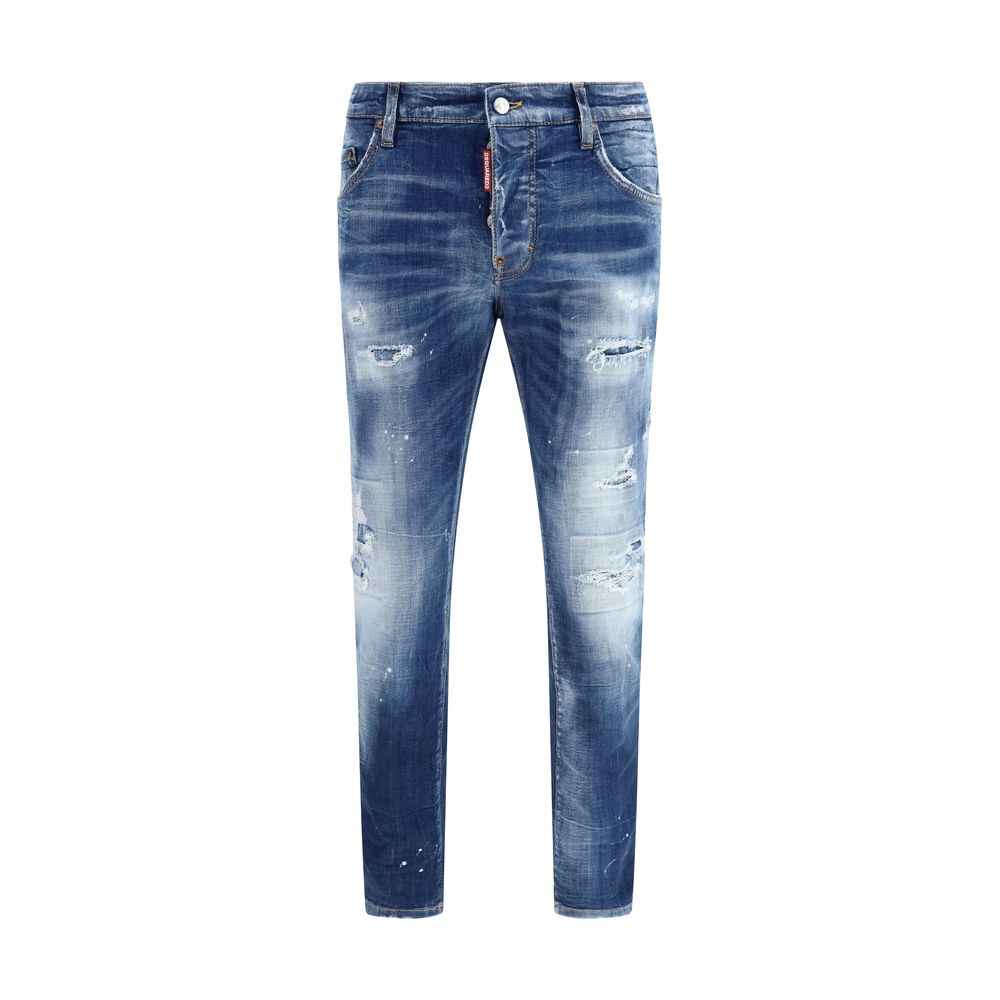 Dsquared² Blue Cotton Straight-Leg Jeans