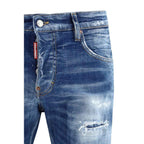 Dsquared² Blue Cotton Straight-Leg Jeans