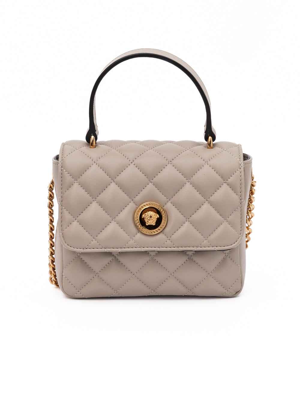 Versace Taupe Quilted Leather Handbag