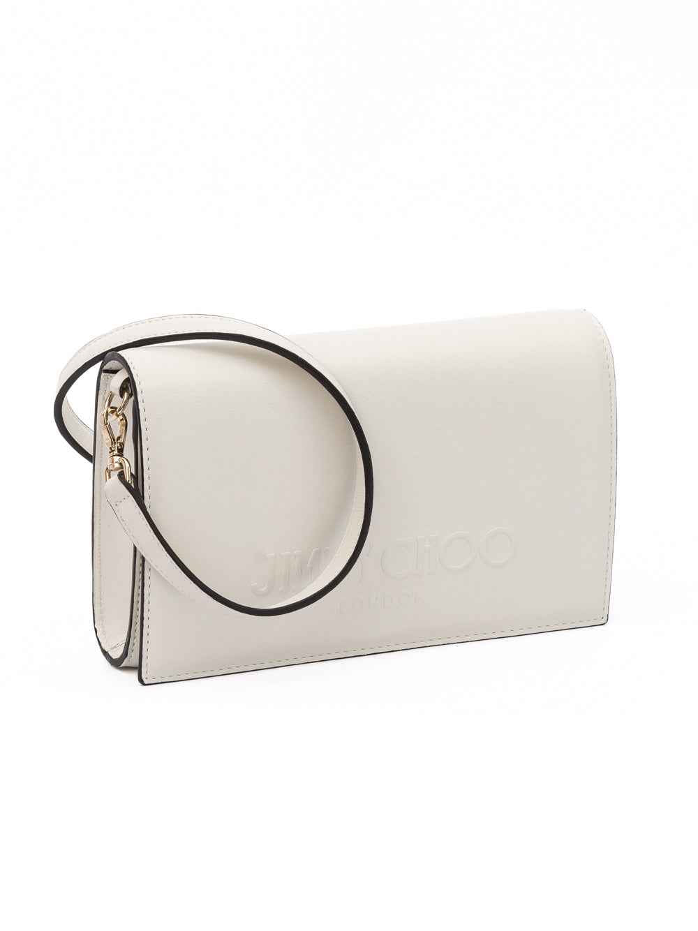Jimmy Choo White Avenue Leather Shoulder Strap Bag