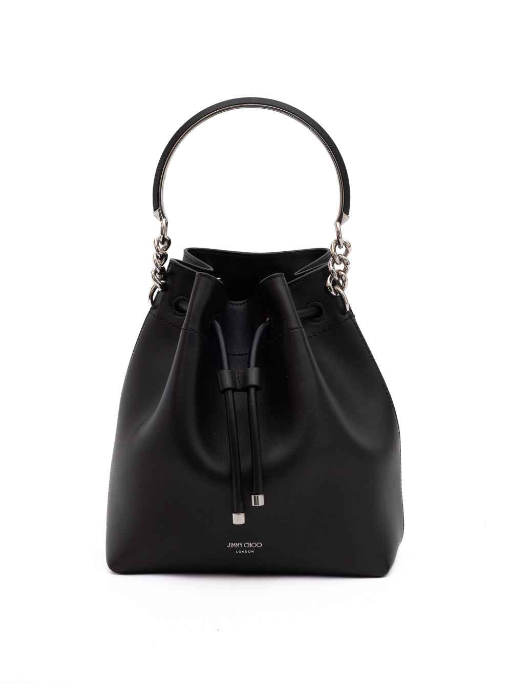 Jimmy Choo Black Bon Bon Leather Bucket